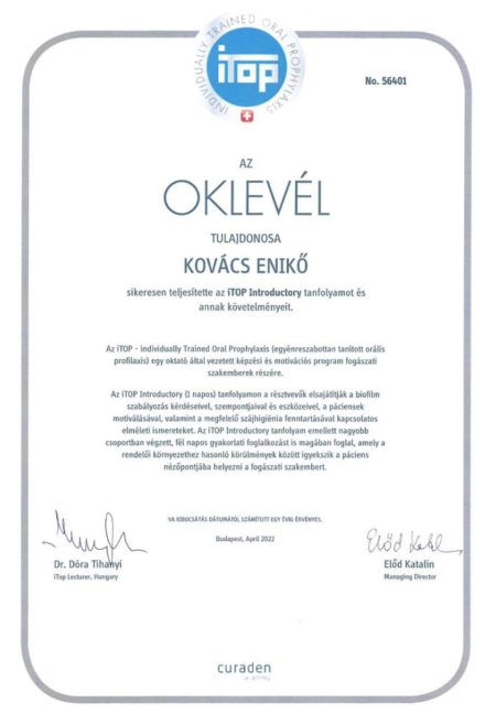 iTop Introductory tanfolyam oklevél