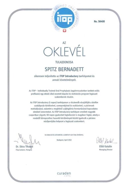 iTop Introductory tanfolyam oklevél